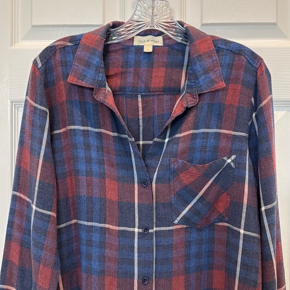 Anthropologie Cloth & Stone Aurora Plaid Button Down Shirt Size Large - Picture 3 of 10